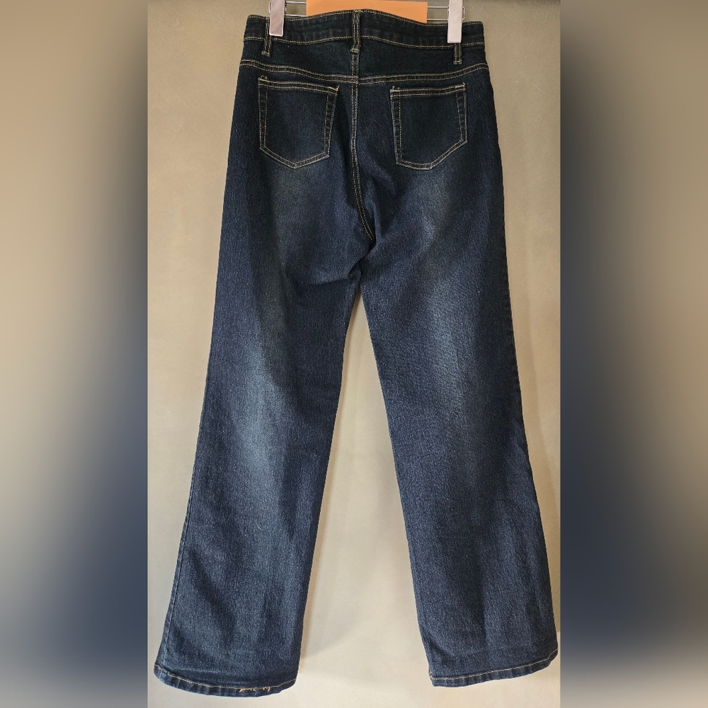 Louida Fashion | Embroidered Dark Blue Jeans, Waist 15 1/2" - Picture 2 of 9